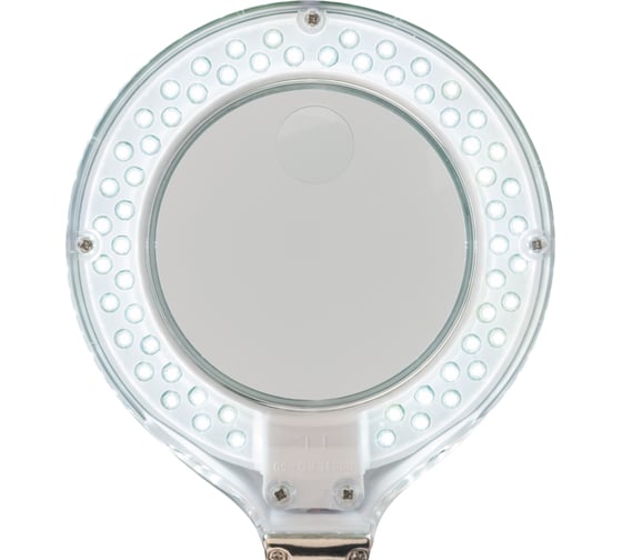 Малая настольная лупа REXANT 3Х +доп.12Х с подсветкой 60 LED, белая 31-0243
