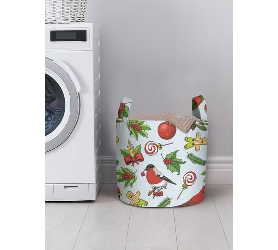 Корзина для хранения вещей JOYARTY новогодние птицы 35x35 см gaba_419882_S 1