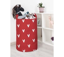 Корзина для игрушек JOYARTY Белые сердечки 40x60 см toba_422652_L