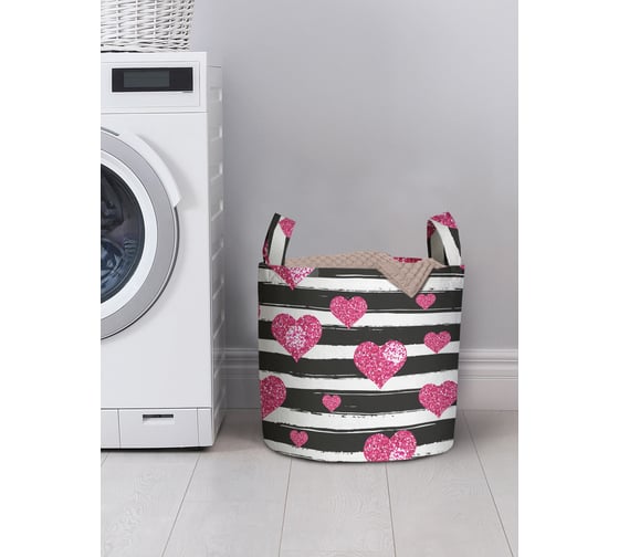Корзина для хранения вещей JOYARTY Сердечки и полоски 35x35 см gaba_422719_S 1