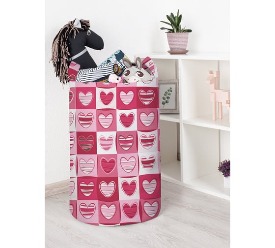 Корзина для игрушек JOYARTY Панно с сердцами 40x60 см toba_422619_L