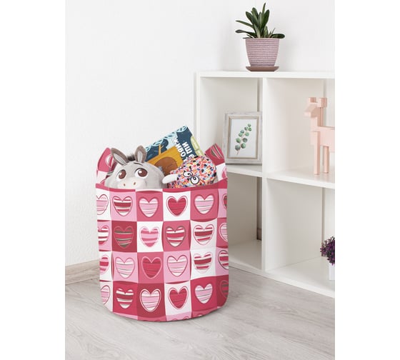 Корзина для игрушек JOYARTY Панно с сердцами 35x35 см toba_422619_S 1