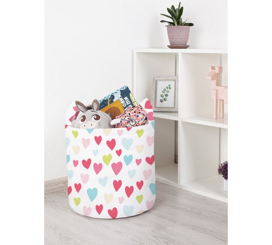 Корзина для игрушек JOYARTY Разноцветные Сердца 35x35 см toba_422724_S 1