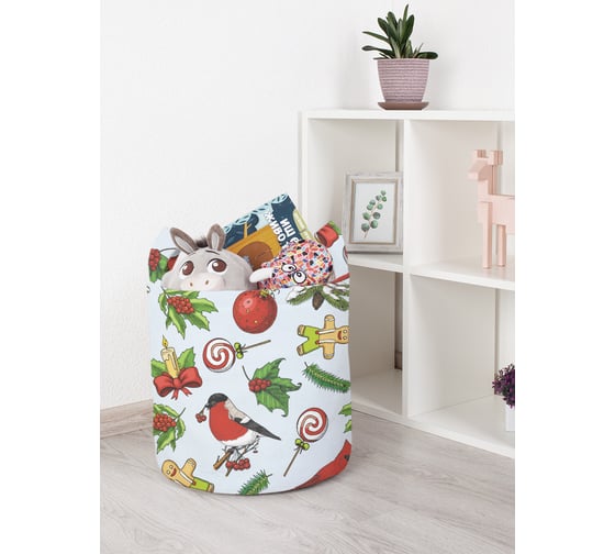 Корзина для игрушек JOYARTY новогодние птицы 35x35 см toba_419882_S 1