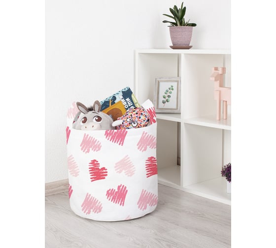 Корзина для игрушек JOYARTY Рисунок сердечек 35x35 см toba_422640_S 1