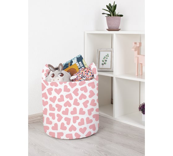 Корзина для игрушек JOYARTY Pink heart 35x35 см toba_422650_S 1
