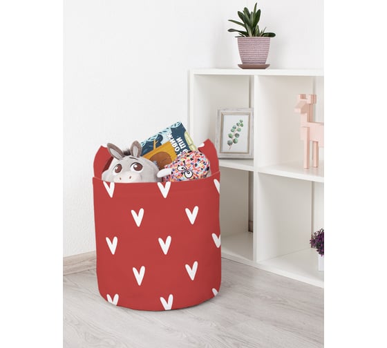 Корзина для игрушек JOYARTY Белые сердечки 35x35 см toba_422652_S 1