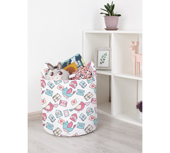 Корзина для игрушек JOYARTY Птички с письмом 35x35 см toba_422723_S 1