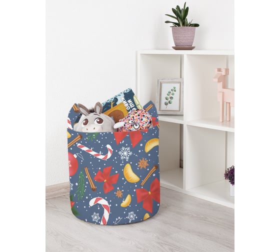 Корзина для игрушек JOYARTY новогодний паттерн с пуансеттией 35x35 см toba_419873_S