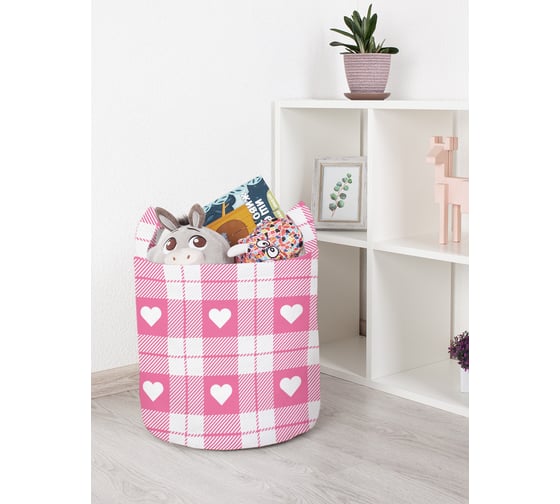 Корзина для игрушек JOYARTY Сердце в клетке 35x35 см toba_422633_S 1