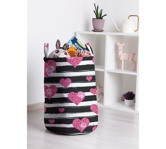 Корзина для игрушек JOYARTY Сердечки и полоски 35x50 см toba_422719_M