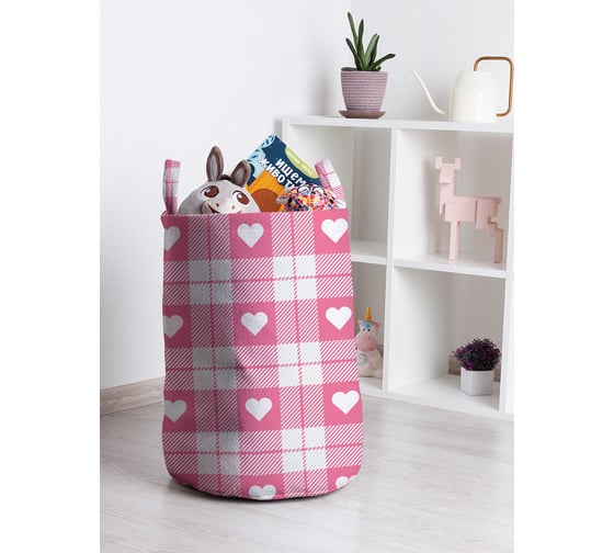 Корзина для игрушек JOYARTY Сердце в клетке 35x50 см toba_422633_M 1