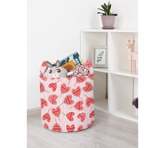 Корзина для игрушек JOYARTY Листочек с сердечками 35x35 см toba_422618_S 1