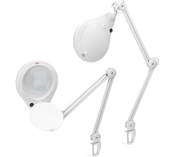 Настольная круглая лупа REXANT на струбцине 5Х с подсветкой 84 LED, белая 31-0503