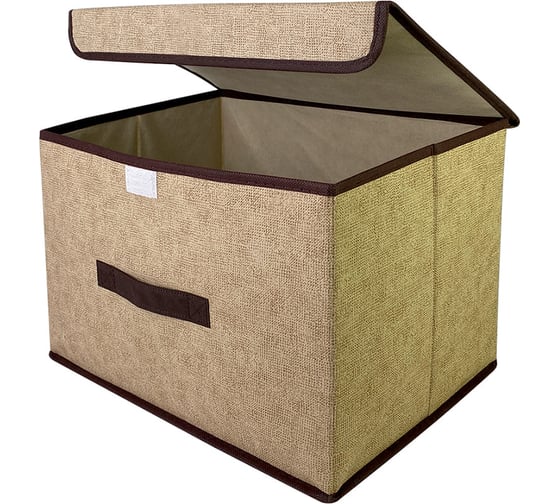 Короб с крышкой для хранения ГЕЛЕОС 24x37x24 см, бежевый ЛИНЕН-24-БЖ 1