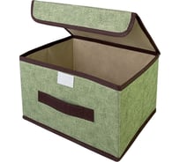 Короб с крышкой для хранения ГЕЛЕОС 19x26.5x16 см, зеленый ЛИНЕН-16-ЗЛ