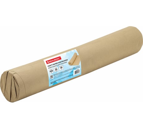 Крафт-бумага в рулоне BRAUBERG 420 мм x 50 м, плотность 78 г/м2, марка а (коммунар) 440184