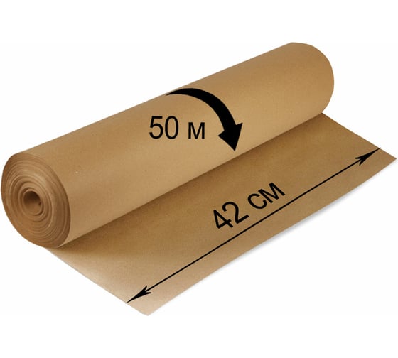 Крафт-бумага в рулоне BRAUBERG 420 мм x 50 м, плотность 78 г/м2, марка а (коммунар) 440184