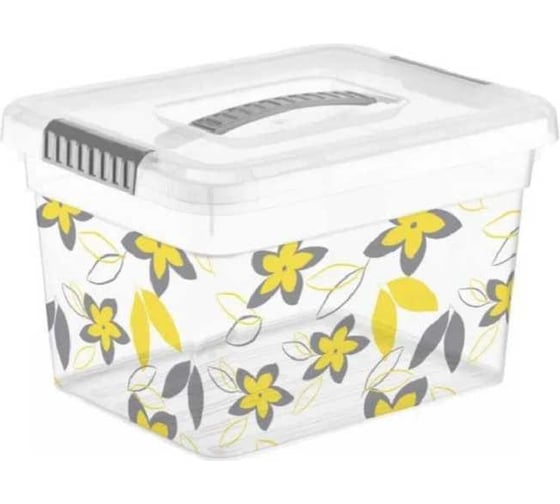 Ящик для хранения FunBox Deco 5 л с ручкой ЦВЕТЫ 00000050070 1