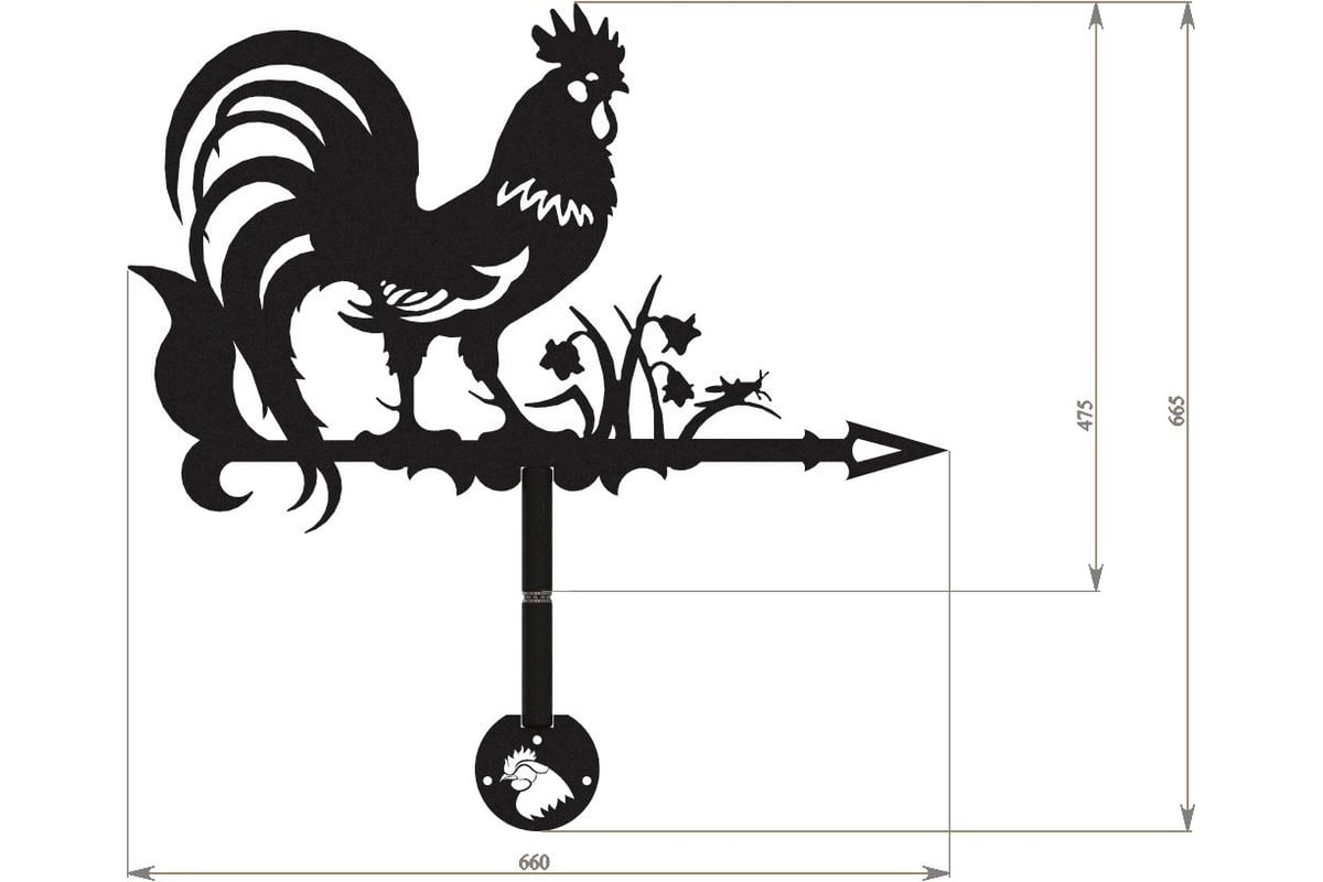 Флюгер Металекс Петух малый - выгодная цена, отзывы, характеристики, фото -  купить в Москве и РФ