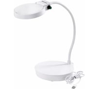 Настольная лупа с led подсветкой BRAUBERG диаметр 110 мм, увеличение 3, корпус белый 455930