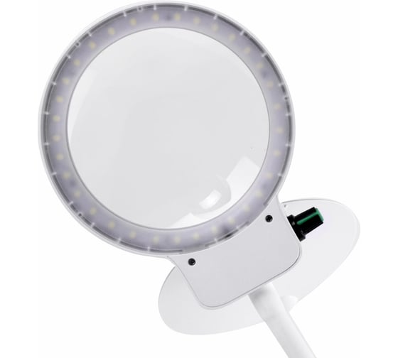 Настольная лупа с led подсветкой BRAUBERG диаметр 110 мм, увеличение 3, корпус белый 455930