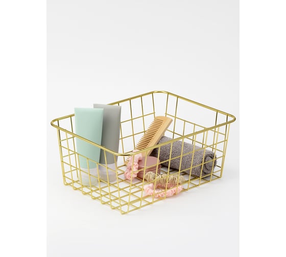 Металлическая корзина для хранения BIRD HOUSE золото, 28x22x11 см B0213