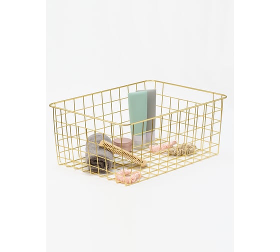 Металлическая корзина для хранения BIRD HOUSE золото, 36x27x15 см B0216