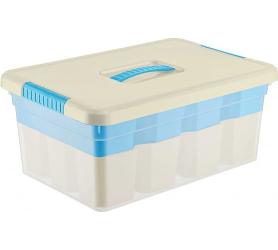Ящик для хранения FunBox KIDS BOX с ручкой 10 л + 12 вставок S + 2 лотка S 00000048390 1