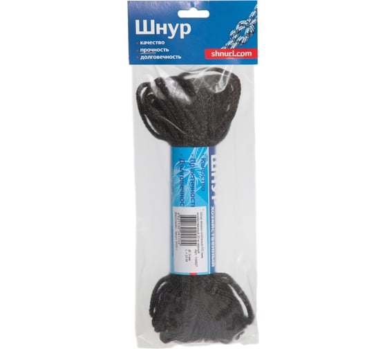 Вязано-плетенный шнур (ПП, 3 мм, хозяйственный, черный, 20 м) Tech-Krep 139927