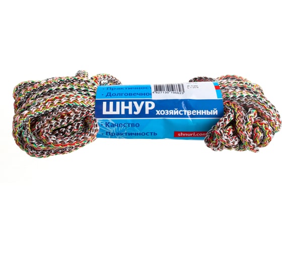 Вязано-плетенный шнур (ПП, 5 мм, хозяйственный, цветной, 20 м) Tech-Krep 139945