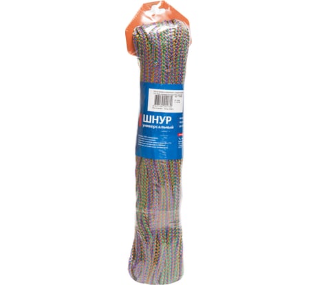 Вязаный шнур Tech-Krep ПП, 4 мм, с сердцевиной, универсальный, цветной, 50 м 139932