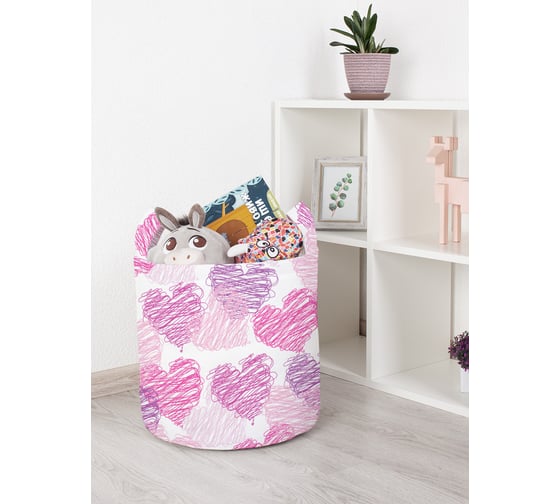 Корзина для игрушек JOYARTY Мелковые сердечки 35x35 см toba_422623_S 1