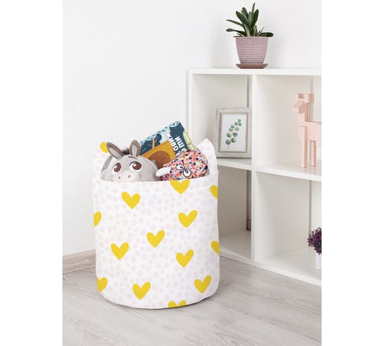 Корзина для игрушек JOYARTY Желтые сердечки 35x35 см toba_422717_S 1