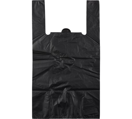Пакет-майка ООО Комус усиленный пнд 40+18x70 см черный 45 мкм 50 шт в упаковке 1806698