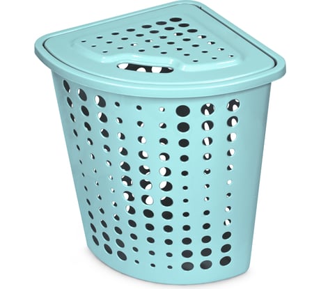 Корзина для белья Martika Молетта угловая 45л с крышкой бирюзовая С705БИР
