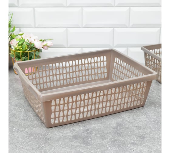 Корзина для хранения Martika Велетта 34x21x10 см, коричнево-серая С713КСЕР
