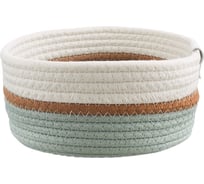 Корзина для хранения Bergenson Bjorn Lucy Ø21x10 см, бежевая/оливковая TL-BB-BSKLC-CTN-21-1