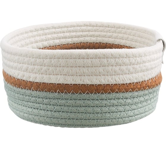 Корзина для хранения Bergenson Bjorn Lucy Ø21x10 см, бежевая/оливковая TL-BB-BSKLC-CTN-21-1 1