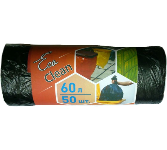 Мешки для мусора Ecoclean (50 шт; 60 л; 6 мкм; 58х65 см) Концепция Быта 1657