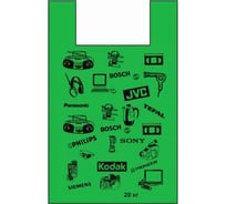 Пакет-майка ЮПЛАСТ Электроника 42+18x65 зеленый ПНД 1000/100 ЮМАЙ1029