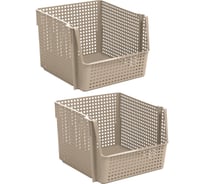 Корзинка для хранения Violet Лофт 10 л, штабелируемая, латте, набор 2 шт. N-8500/2-20