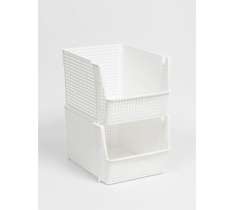 Корзинка для хранения Violet Лофт 10 л, штабелируемая, белый, набор 2 шт. N-8500/2-06