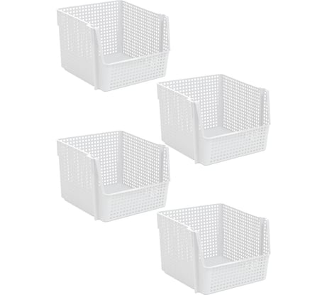 Корзинка для хранения Violet Лофт 10 л, штабелируемая, белый, набор 4 шт. N-8500/4-06