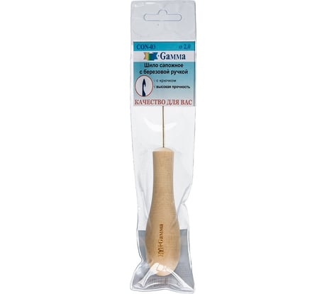 Сапожное шило Gamma CON-03 с крючком, с березовой ручкой, 1 шт, в чехле, d 2,0 12822 554969
