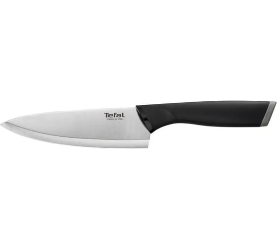 Кухонный нож TEFAL K2213104 2100121736 стальной шеф лезвие 150 мм прямая заточка серебристый/черный п 1839883