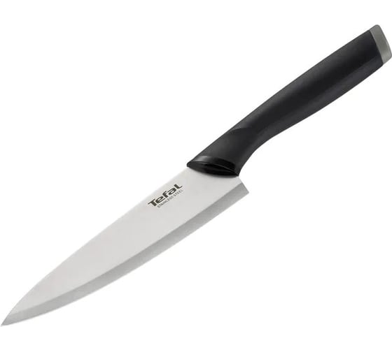 Кухонный нож TEFAL K2213104 2100121736 стальной шеф лезвие 150 мм прямая заточка серебристый/черный п 1839883