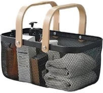 Корзина для хранения Homium черный, с деревянными ручками basket01