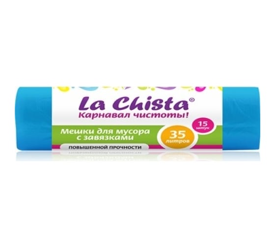 Мешки для мусора Lachista 35 л/15 шт с завязками синие 870156 1