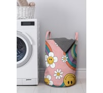 Корзина для белья в ванную, органайзер для хранения вещей JOYARTY Ромашки и радуга 50x35 см gaba_423882_M